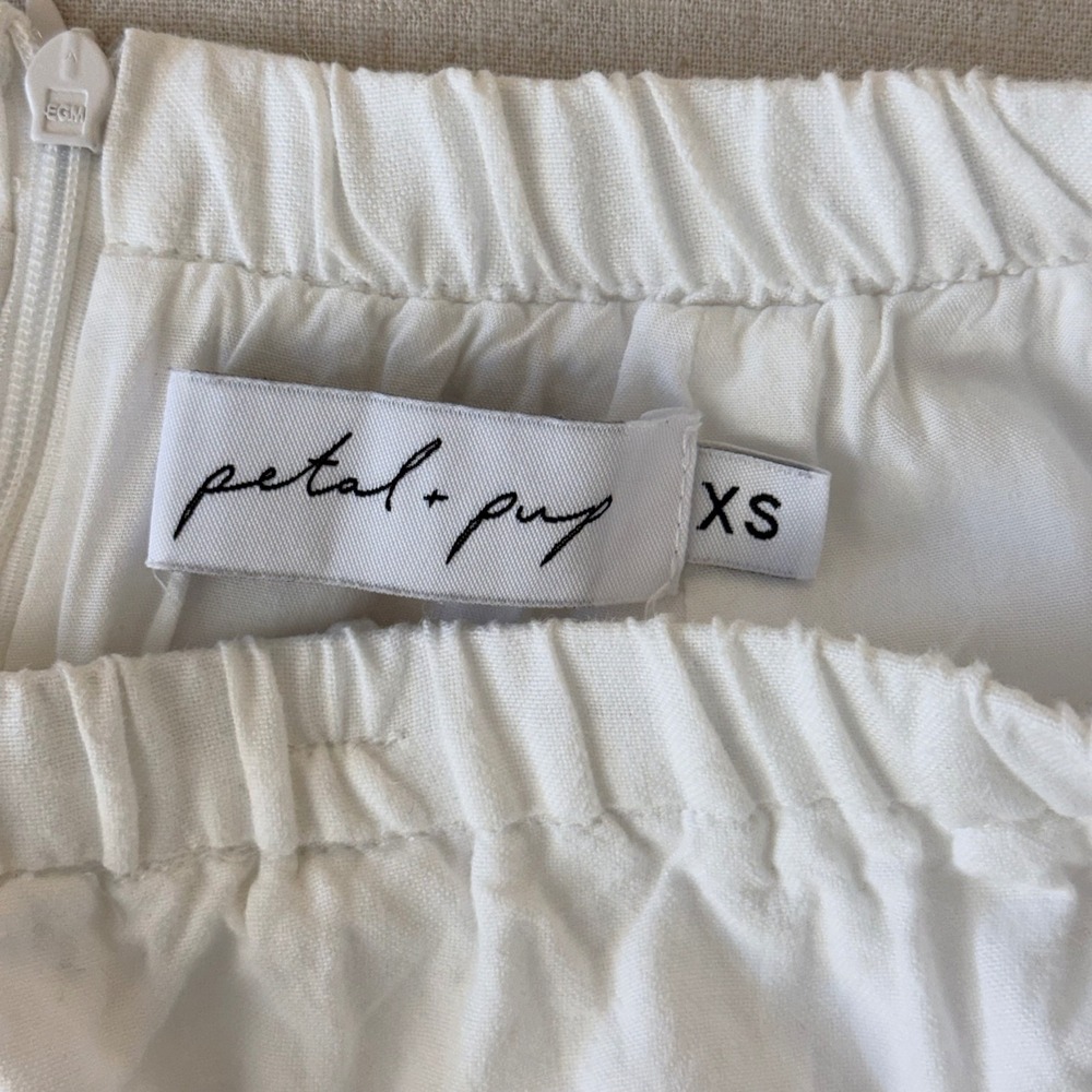 Petal + Pup Midi Skirt Womens XS White Linen Blend Elastic Waist Coastal Chic - Picture 5 of 12